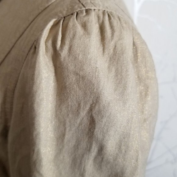 Jolt Metallic Gold Cropped Military Style Jacket w/ Exposed Asymmetrical Zipper - Picture 4 of 7